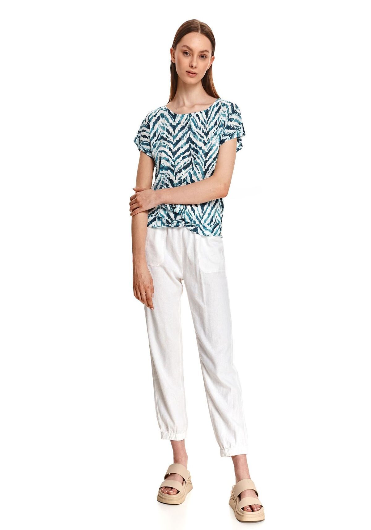 Bluza dama cu maneci scurte, TOP SECRET, SBK2734, Multicolor