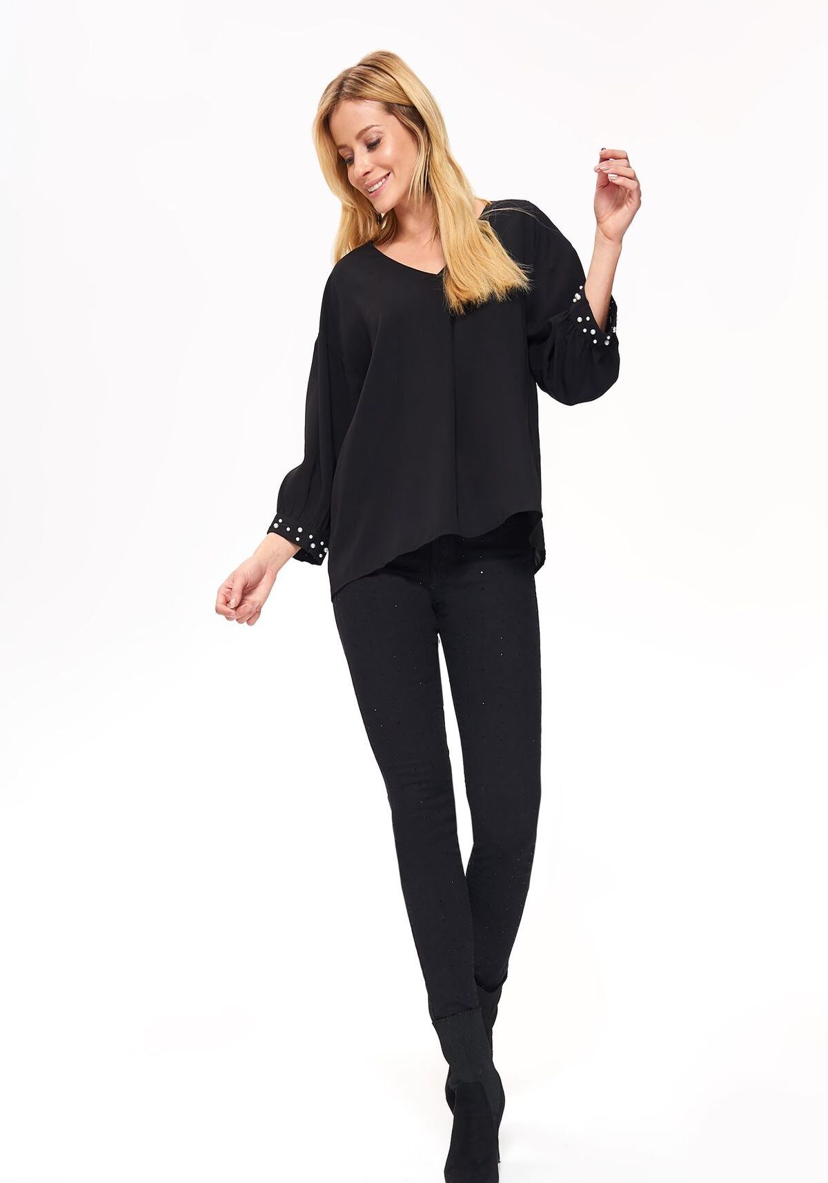 Bluza cu maneci lungi pentru femei, TOP SECRET, SBD0998, Negru, 36 EU