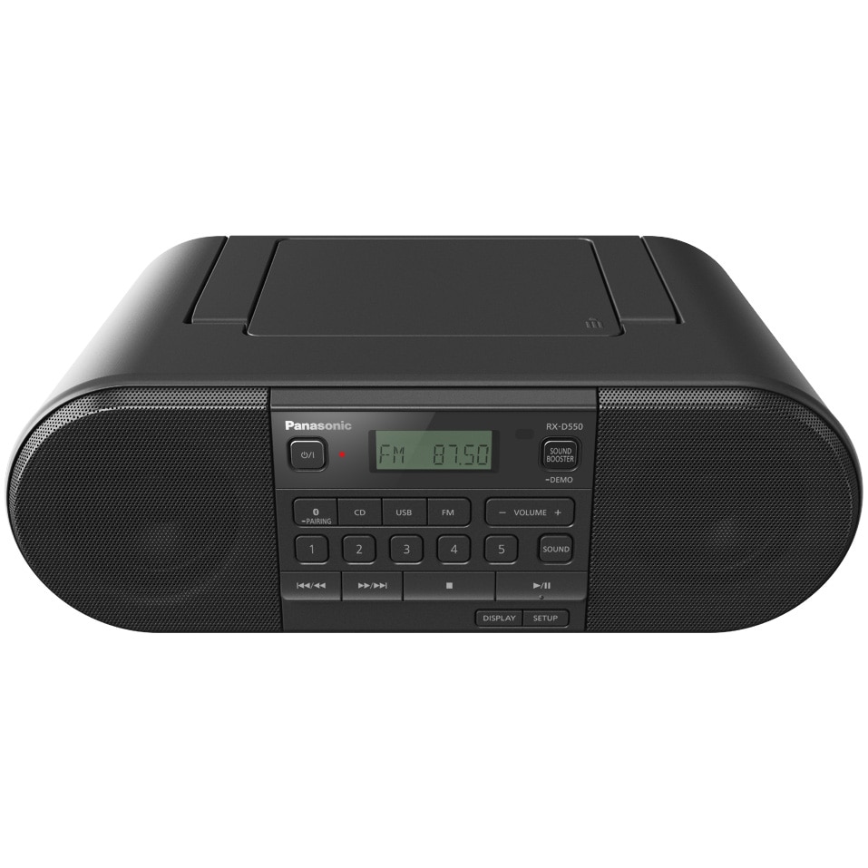 Made to remember my voice Radio portabil Panasonic RX-D550E-K, 20W, Bluetooth, CD, USB, Tuner FM,  Negru - eMAG.ro