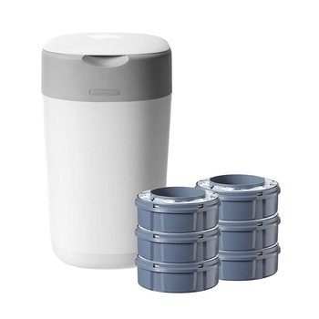 Set cos pentru depozitare scutece si 6 rezerve Tommee Tippee Sangenic Twist & Click 510044, Alb Set cos pentru depozitare scutece si 6 rezerve Tommee Tippee Sangenic Twist & Click 510044, Alb