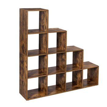 Biblioteca, VASAGLE, 10 compartimente 129.5-29-129.5 cm, Maro inchis vintage LBC10BX Biblioteca, VASAGLE, 10 compartimente 129.5-29-129.5 cm, Maro inchis vintage LBC10BX