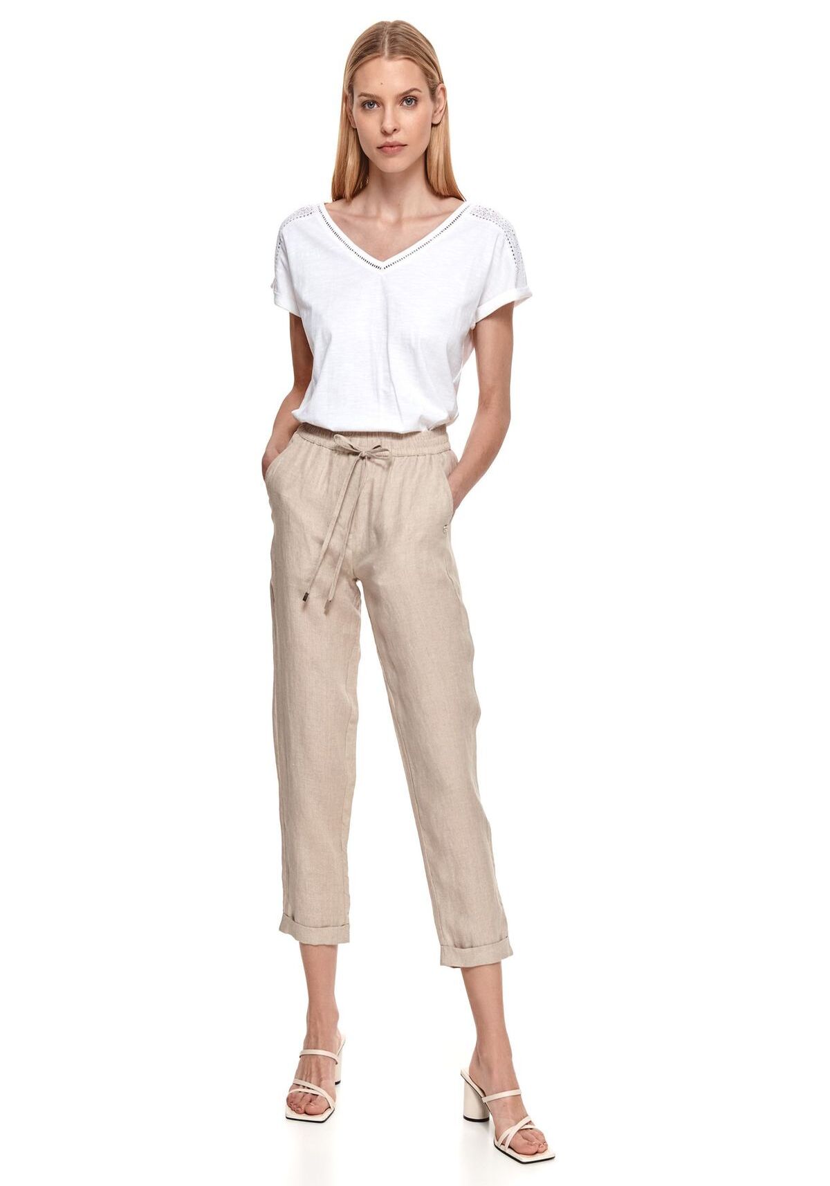 Pantaloni femei, TOP SECRET, SSP3785, Bej