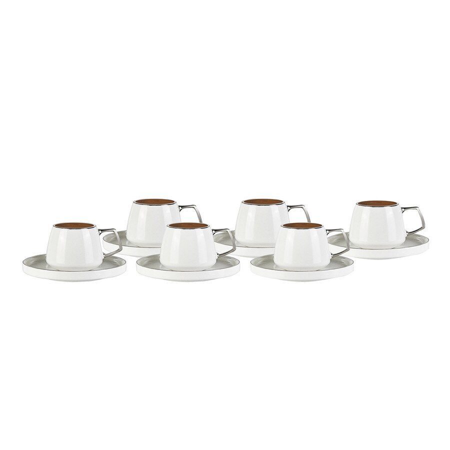 Set 6 cesti de cafea Karaca, Saturn, Portelan, Alb, 85 ml