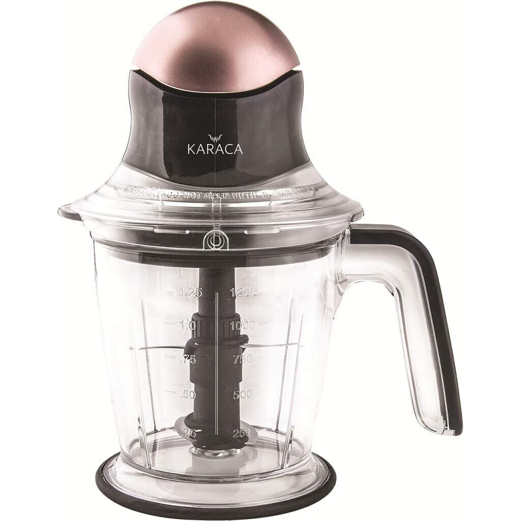 Tocator XXL Karaca, 500 W, 1.25 l, Rosegold, 4 cutite de inox, Optiunea de zdrobire gheata