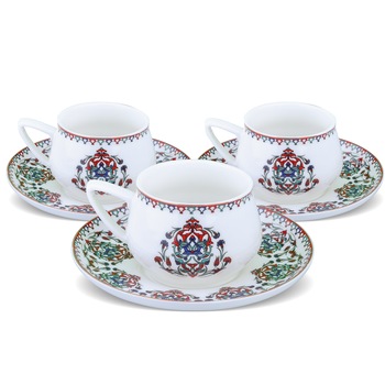 Set 6 cesti de cafea Karaca, Nakkash, Portelan, Alb/Multicolor, 85 ml Set 6 cesti de cafea Karaca, Nakkash, Portelan, Alb/Multicolor, 85 ml