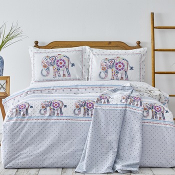 Lenjerie de pat pentru 2 persoane cu cuvertura asortata Karaca Home, Felica, 5 piese, Bumbac, Gri Lenjerie de pat pentru 2 persoane cu cuvertura asortata Karaca Home, Felica, 5 piese, Bumbac, Gri