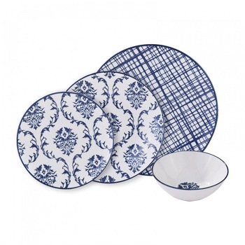 Set 24 de vase din portelan pentru 6 persoane Karaca, Portelan, Albastru Set 24 de vase din portelan pentru 6 persoane Karaca, Portelan, Albastru