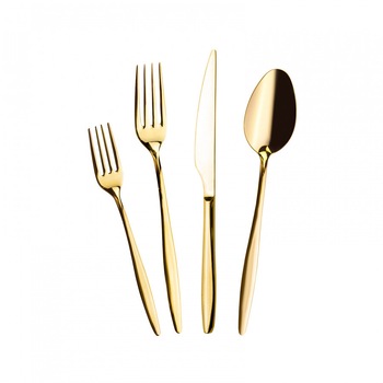 Set 24 tacamuri pentru 6 persoane Goldinoks, Karaca, Otel inoxidabil, Auriu Set 24 tacamuri pentru 6 persoane Goldinoks, Karaca, Otel inoxidabil, Auriu
