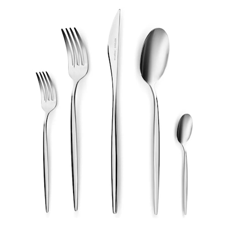 Set 60 tacamuri pentru 12 persoane Karaca, Lizbon, Otel inoxidabil, Argintiu