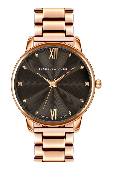 Isabella Ford, Rozsdamentes acélszíjú karóra gyémántokkal díszítve, Vörösaranyszín