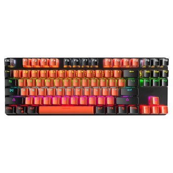 Tastatura mecanica gaming Weluot, Iluminare RGB, 87 taste, Negru/Portocaliu