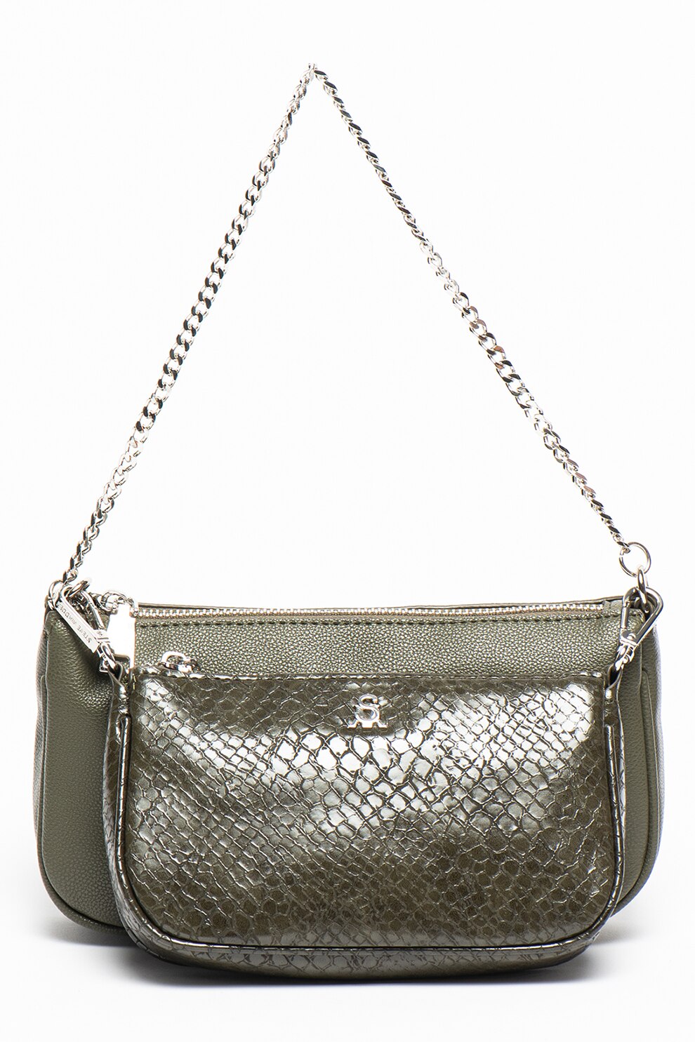 Steve Madden, Geanta crossbody de piele ecologica Urgent, Verde militar