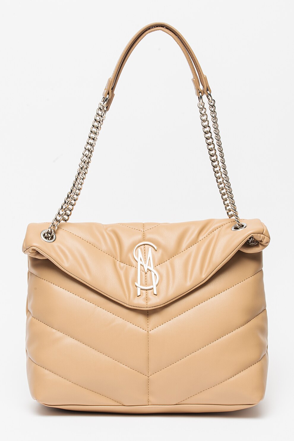 Steve Madden, Geanta din piele ecologica cu bareta de umar si aspect matlasat Bbritta, Bej