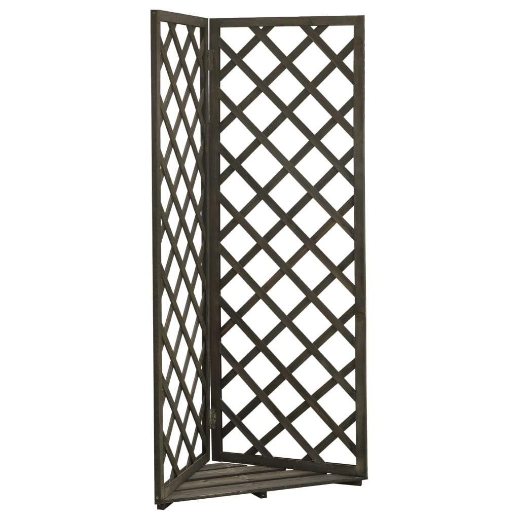 Spalier de colt de gradina, vidaXL, Lemn masiv de brad, 50x50x145 cm, Gri inchis