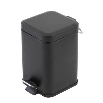 Cos de gunoi Feridras patrat, 3L, cu pedala si capac, negru Cos de gunoi Feridras patrat, 3L, cu pedala si capac, negru