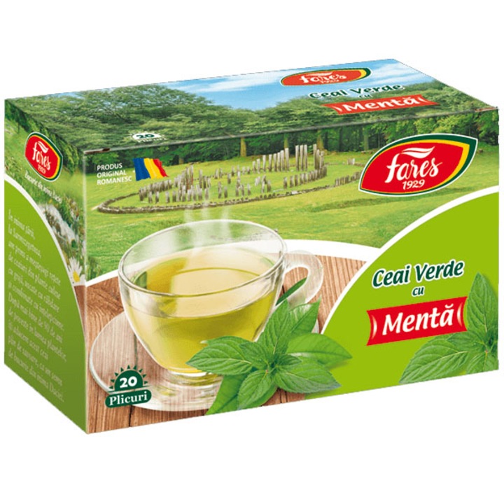 Ceai verde cu menta, 20 plicuri, Fares