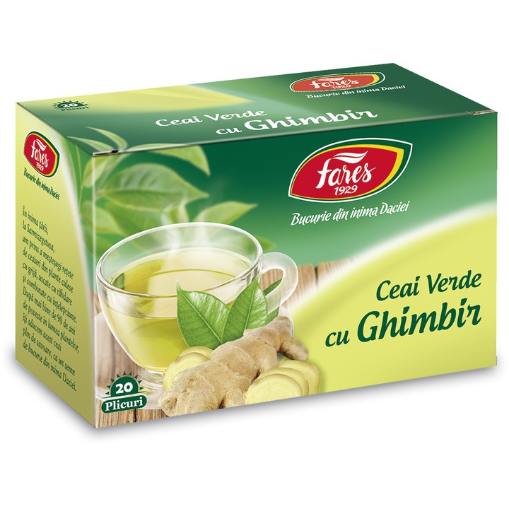 Ceai Verde cu Ghimbir, 20 plicuri, Fares