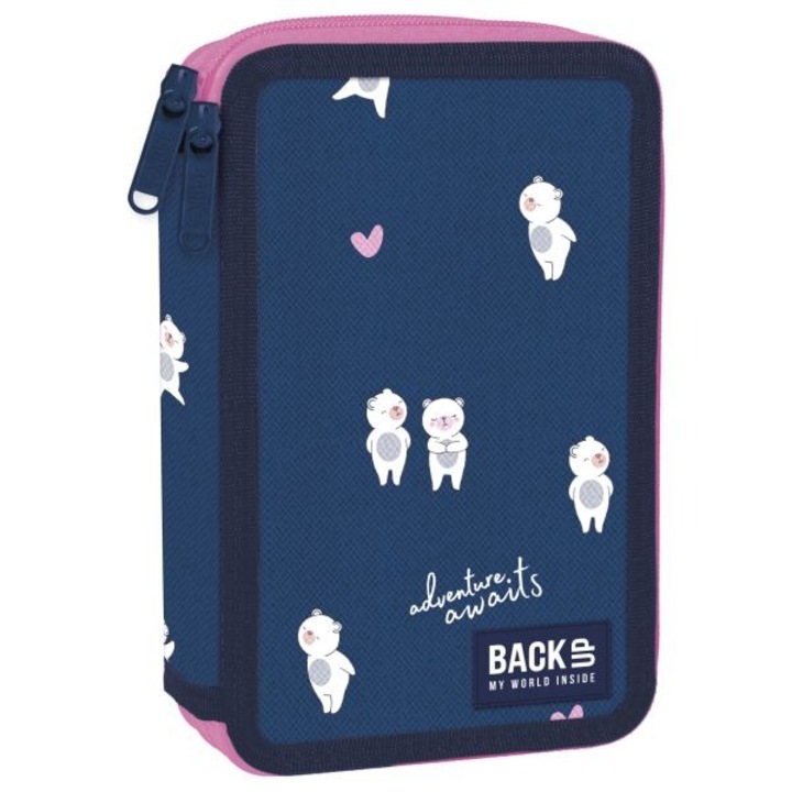 Perna dubla BACKUP MISIE, 9 creioane, 18 markere, 20x13x5cm, multicolor