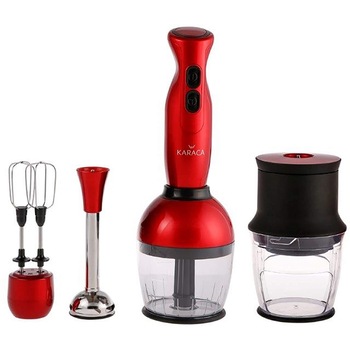 Blender 4 in 1, Karaca, Otel inoxidabil, Rosu, Ergonomic, 1000 W Blender 4 in 1, Karaca, Otel inoxidabil, Rosu, Ergonomic, 1000 W