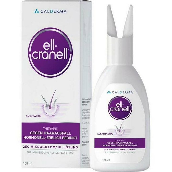Разтвор Galderma Ell-Cranell, Срещу хормонален косопад, 250mcg / ml, Бутилка от 100 ml