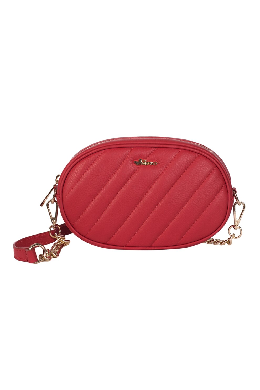 Zevo, Geanta crossbody de piele cu logo, Rosu