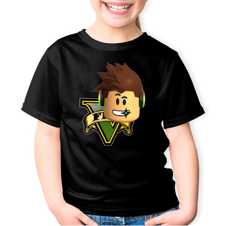 Tricou copii Roblox Gaming GTA V, Negru
