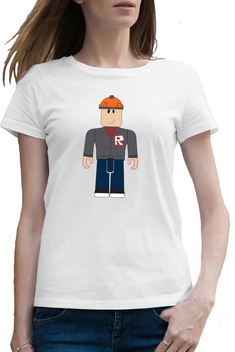 Tricou femei Roblox Builder Man Worker, alb, marime 2XL