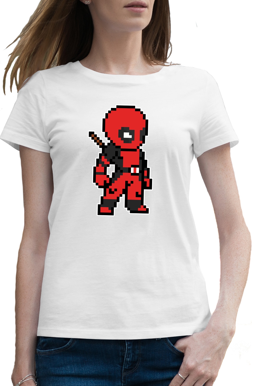 Tricou femei Deadpool Roblox Minecraft Ninja Karate Alb