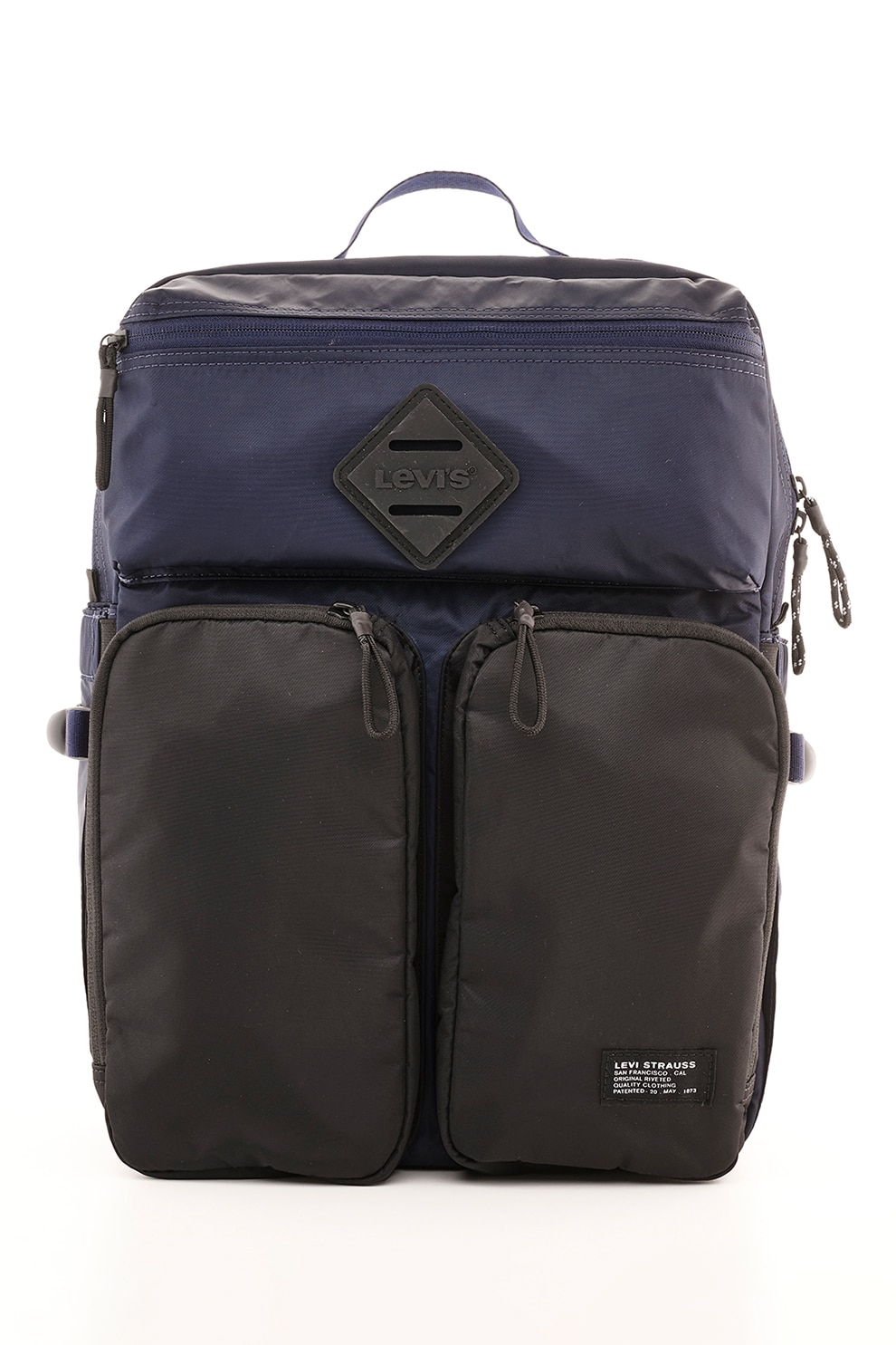 Levi's, Rucsac structurat cu doua buzunare frontale, Negru/Albastru