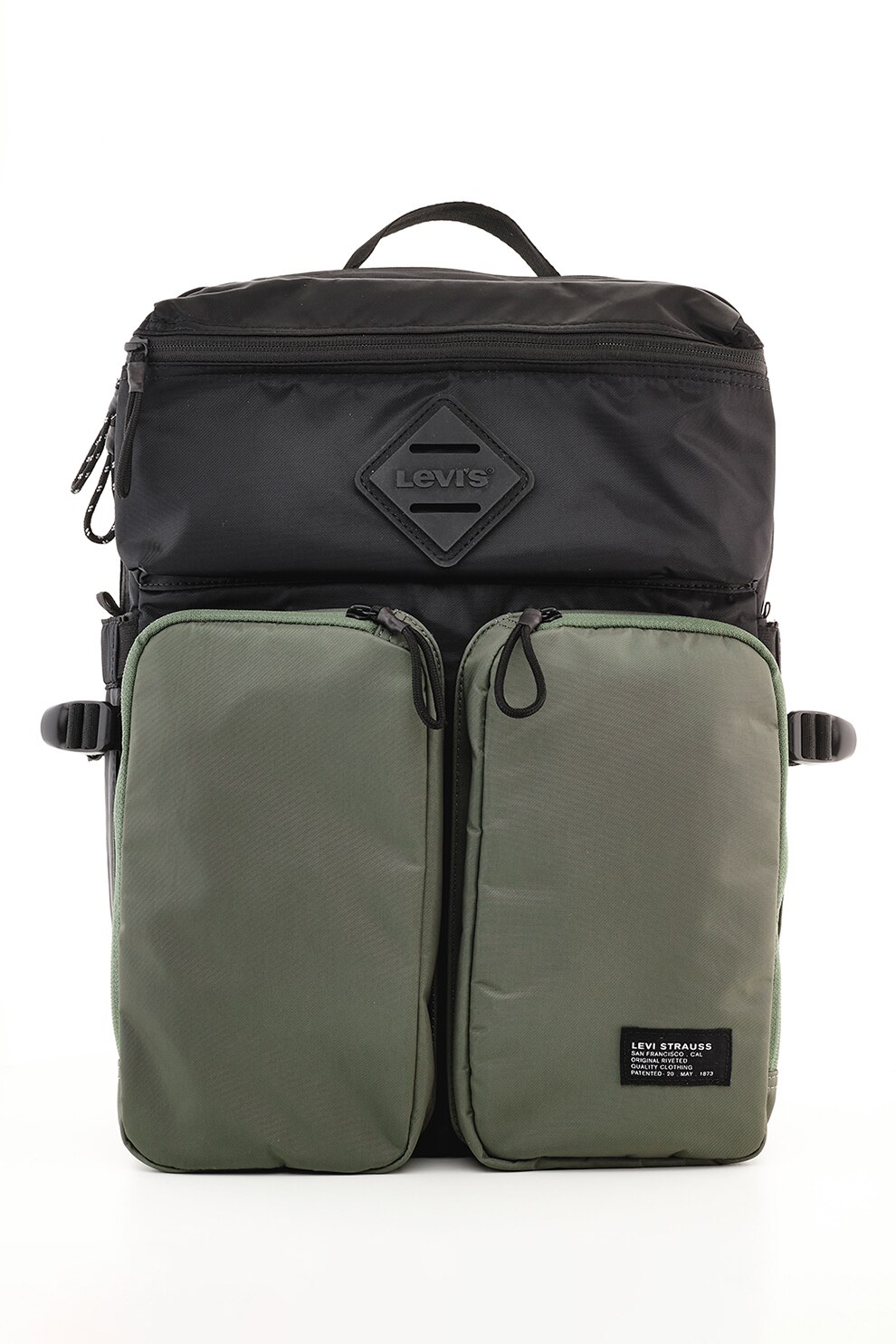 Levi's, Rucsac structurat cu doua buzunare frontale, Negru/Kaki