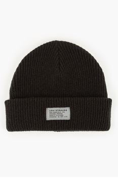 Levi's, Caciula pufoasa de lana cu aspect striat Seasonal, Negru/Print Levi's, Caciula pufoasa de lana cu aspect striat Seasonal, Negru/Print