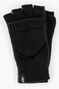 Levi's, Manusi tricotate cu protectie detasabila pentru deget, Negru, 9-9.5 CM Levi's, Manusi tricotate cu protectie detasabila pentru deget, Negru, 9-9.5 CM