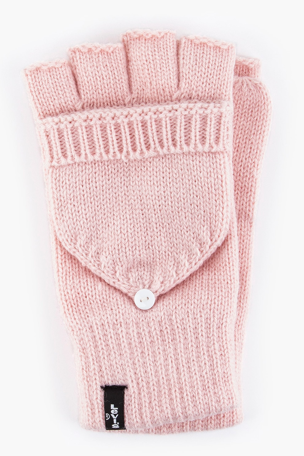Levi's, Manusi tricotate cu protectie detasabila pentru deget, Roz pastel, 8-8.5 CM