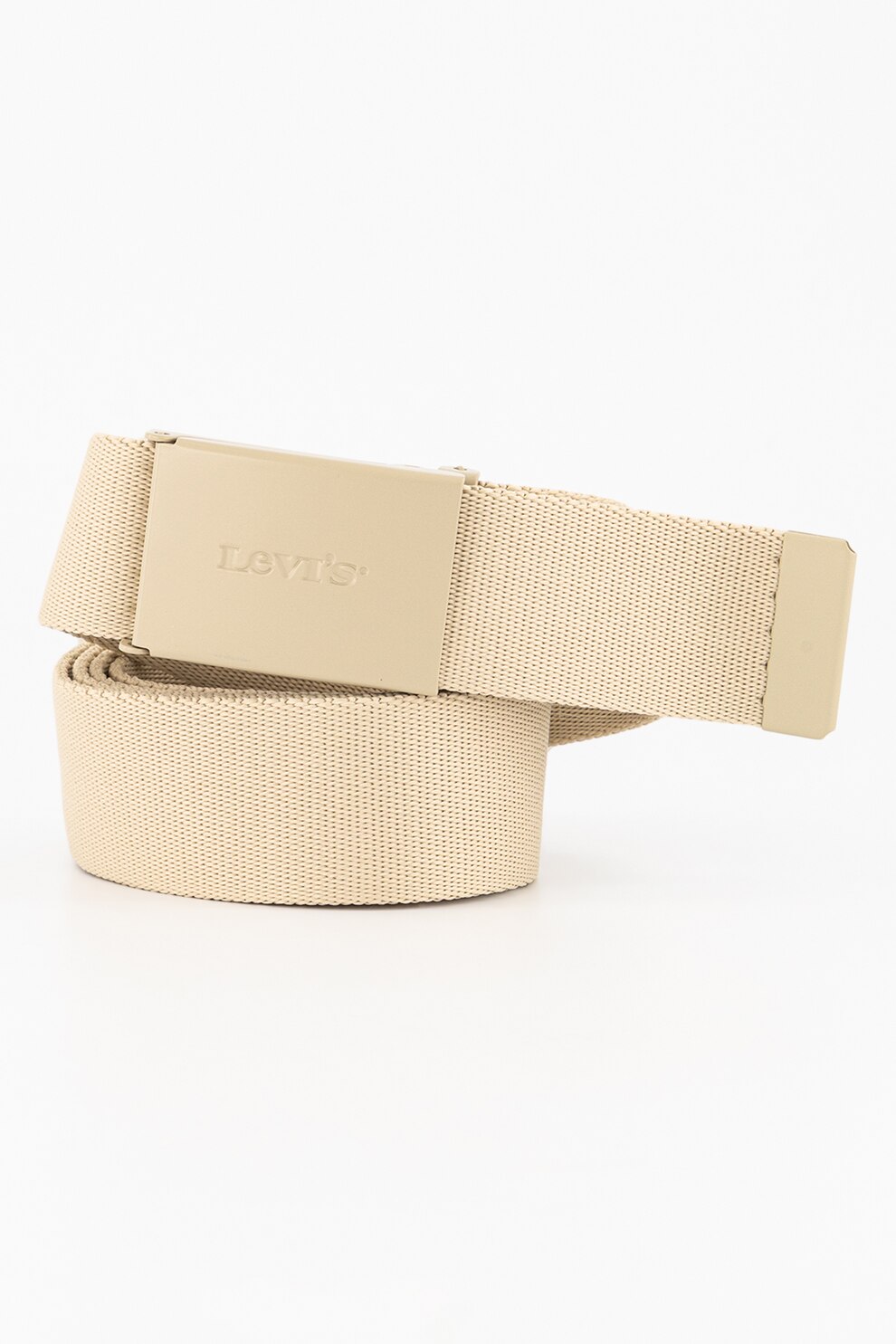 Levi's, Curea cu catarama tip placuta si logo, Bej