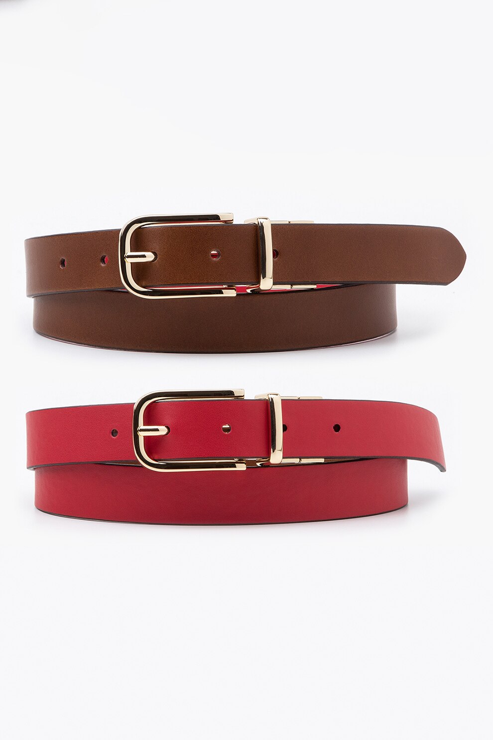 Levi's, Curea skinny reversibila, Maro/Rosu, 75 CM Standard