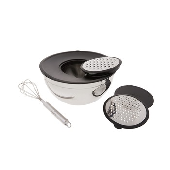 Set recipient multifunctional si tel Karaca, 24 cm, Inox, Argintiu/Negru, 4.6 l Set recipient multifunctional si tel Karaca, 24 cm, Inox, Argintiu/Negru, 4.6 l