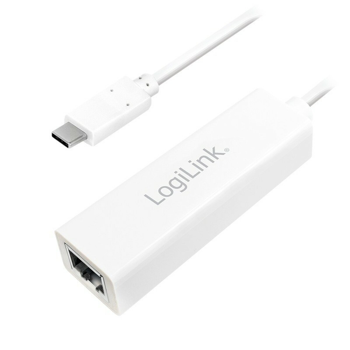 CABLU USB LOGILINK adaptor, USB 3.2 Type-C (T) la RJ45 (M), 14cm, 10/100/1000 Mbit/s, alb, UA0238