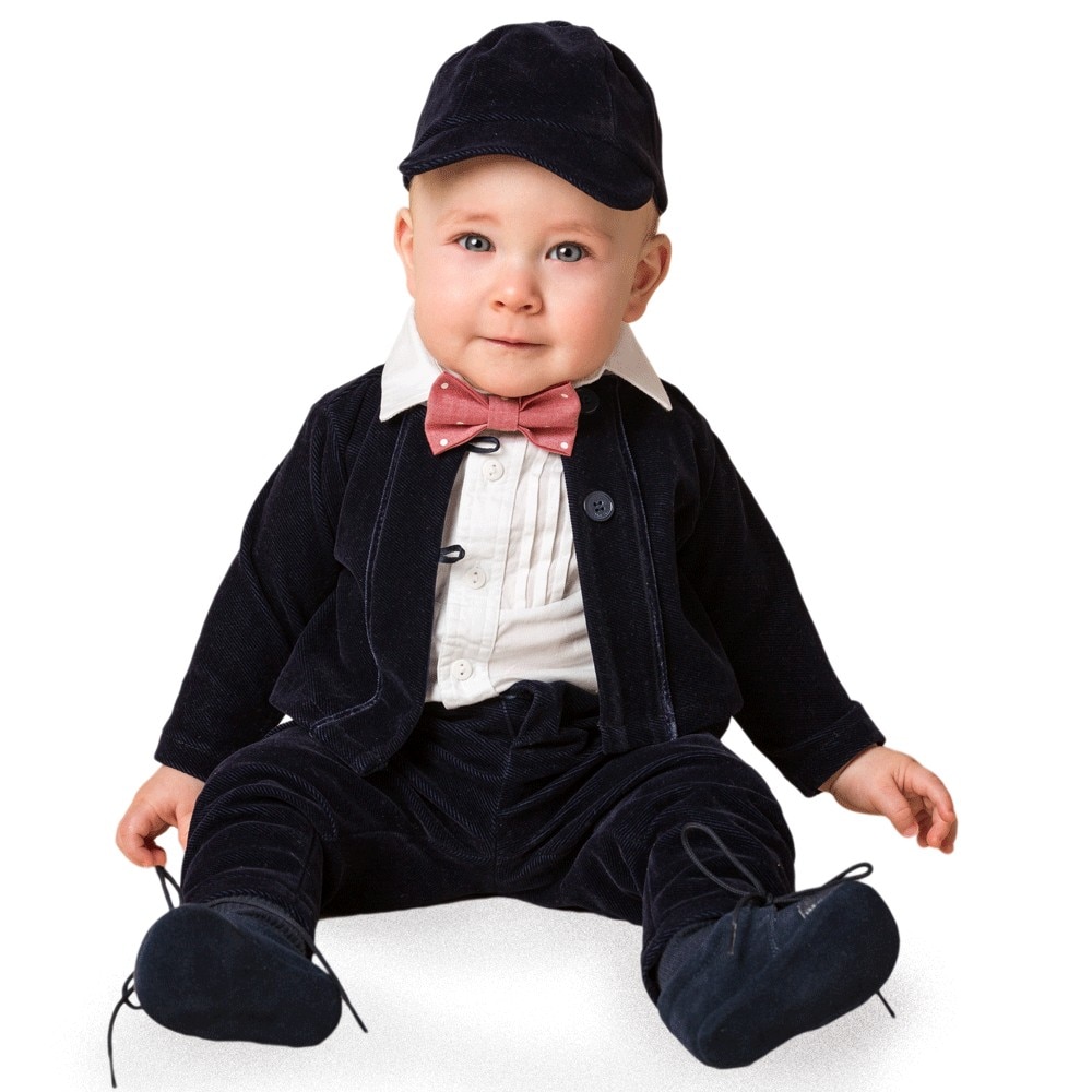 Costum botez baieti Innocence, format din camasa, cardigan, pantaloni. Papion cadou. 6-9 luni, 68-74 cm