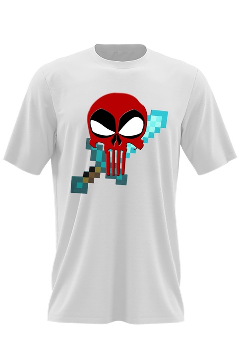Tricou barbati Deadpool Reaper Minecraft Sword Diamond, alb, marime L