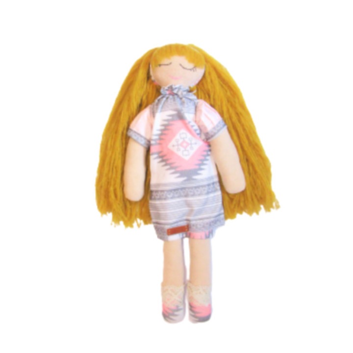 Papusa textila multicolora, 63 cm