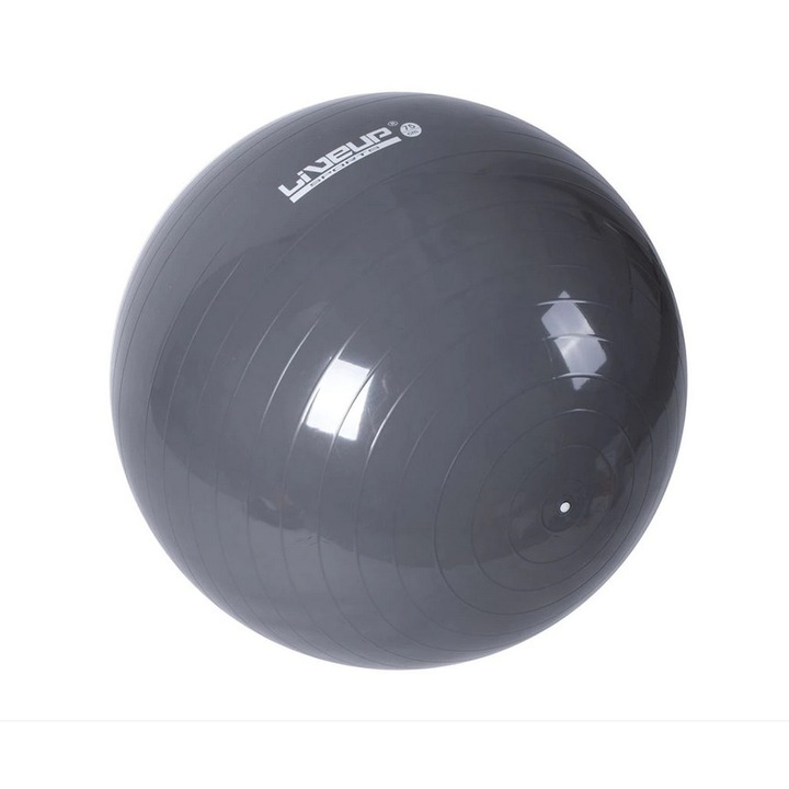 Фитнес топка за гимнастика LiveUp, 75см, Сив