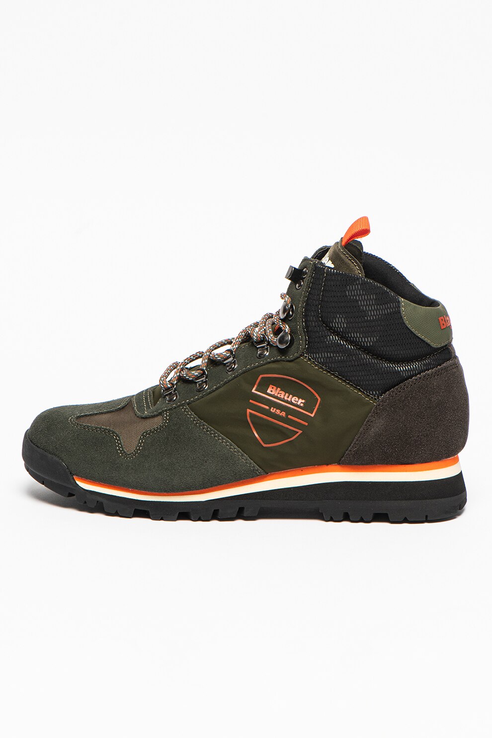 Blauer, Ghete cu insertii de piele intoarsa Krono, Verde forest/Oranj mandarina