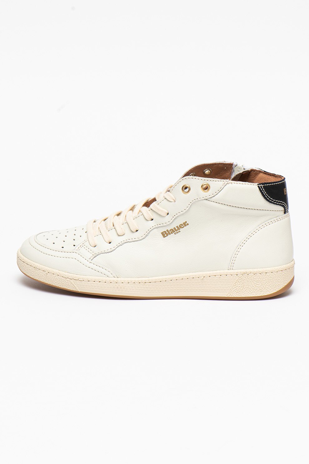 Blauer, Pantofi sport de piele cu logo Murray, Alb