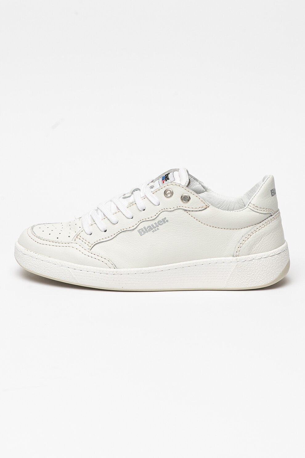 Blauer, Pantofi sport de piele si material textil Olympia, Alb