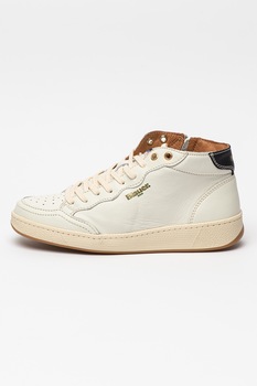 Blauer, Pantofi sport mid-high de piele si material textil Olympia, Alb prafuit Blauer, Pantofi sport mid-high de piele si material textil Olympia, Alb prafuit