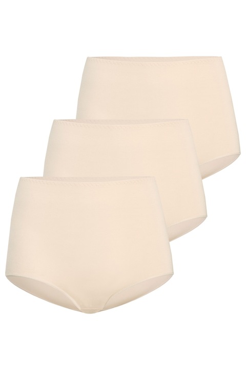 Комплект 3 дамски памучни бикини с висока талия Classico, Teyli, Beige, M