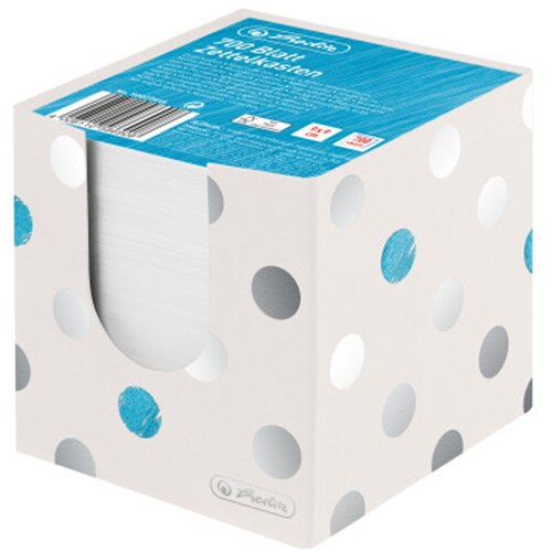 Bloc notite Herlitz,9x9x9cm, 700 file, cu suport de carton, frozen glam, alb
