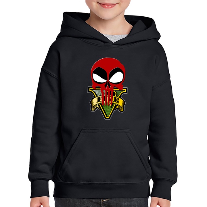 Hanorac copii Deadpool Reaper GTA Horror Punisher, Negru