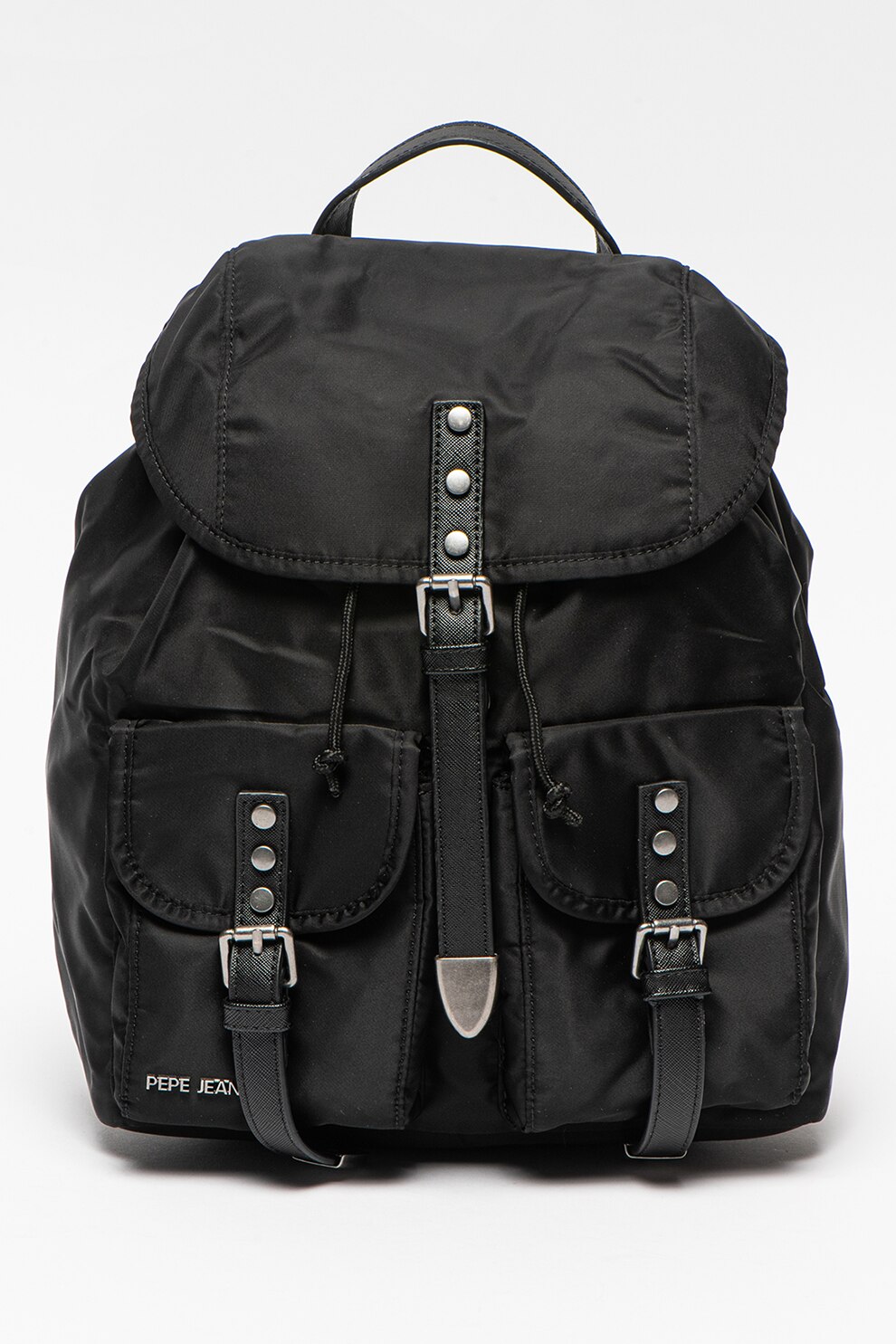 Pepe Jeans London, Rucsac cu garnituri de piele ecologica Grace, Negru