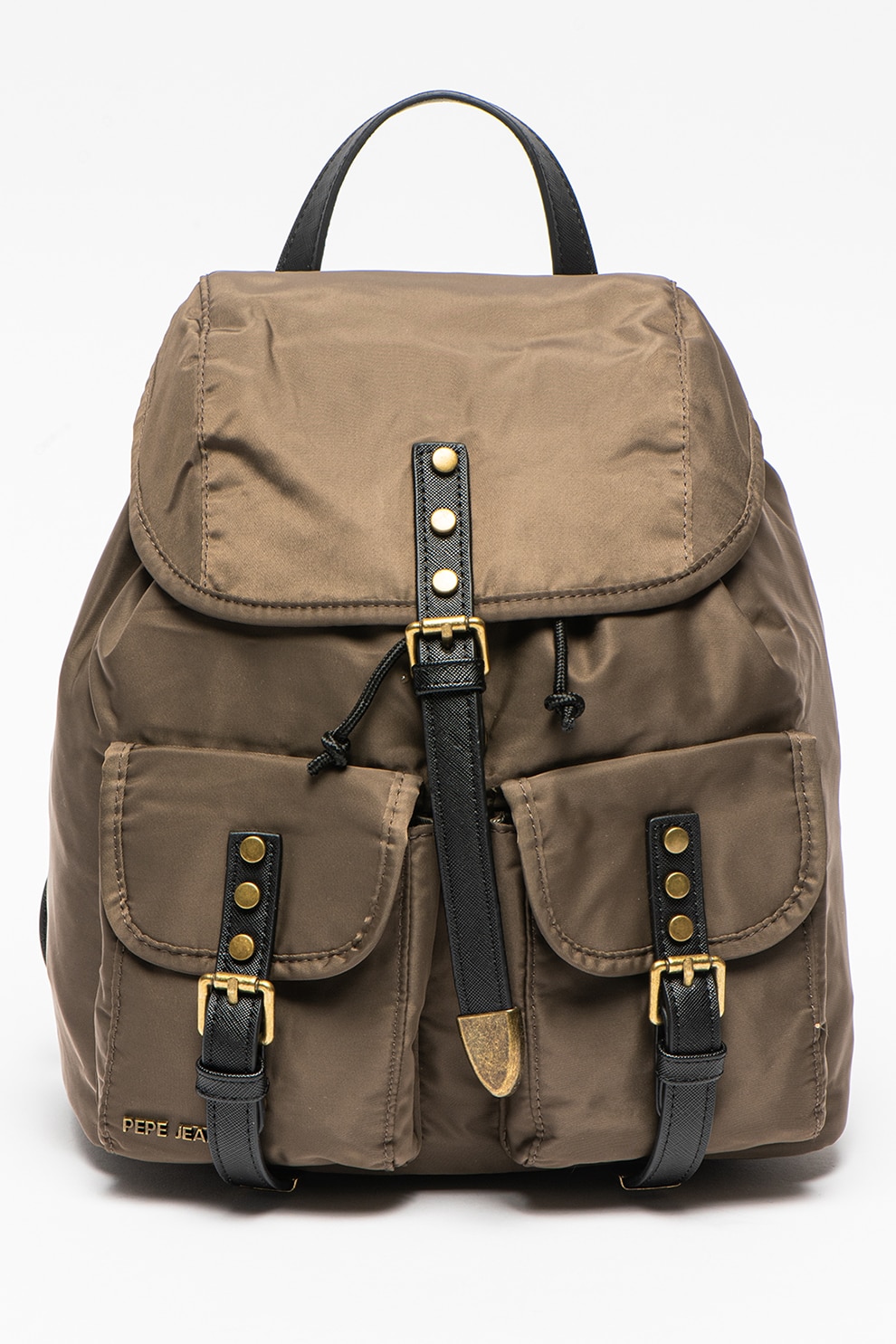 Pepe Jeans London, Rucsac cu buzunare frontale Grace, Verde militar/Negru